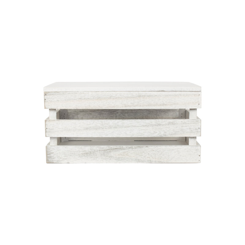 Slatted Wooden Storage Box, 13.5cm H x 20cm W x 30cm D, Natural