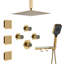 12”Ceiling Mounted Thermostatic Rainfall Shower System with 3 Body Jets and Storage Shelf-106296421