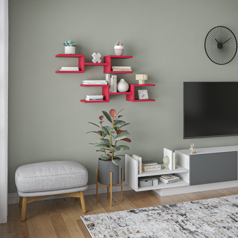 Amontae 2 Piece Floating Shelf, Burgundy