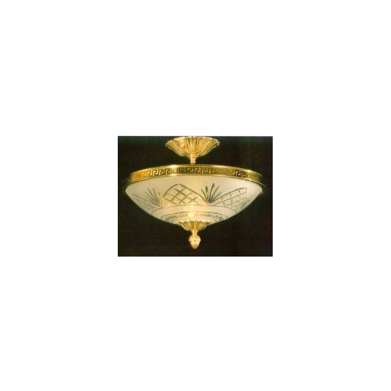 Delreal Glass Semi Flush Mount, French Gold