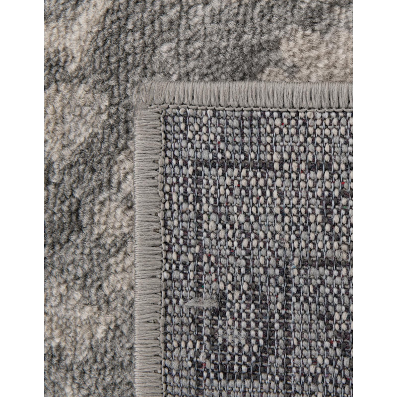 Burrill Abstract Gray Area Rug, Square 10'