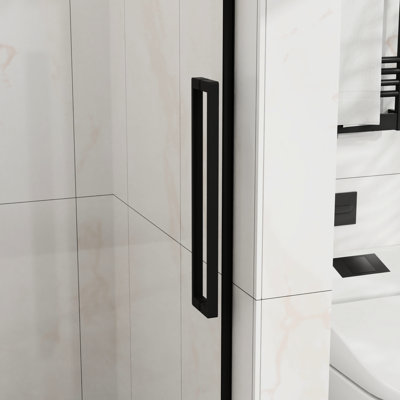60" W X 58" H Modern Tub Sliding Shower Door, 6Mm Tempered Glass With Easy - Clean Coating, Adjustable Width, Reversible Installation, Matte Black Bathtub 1/4"  6Mm  Thick Clear Glass, Stainless