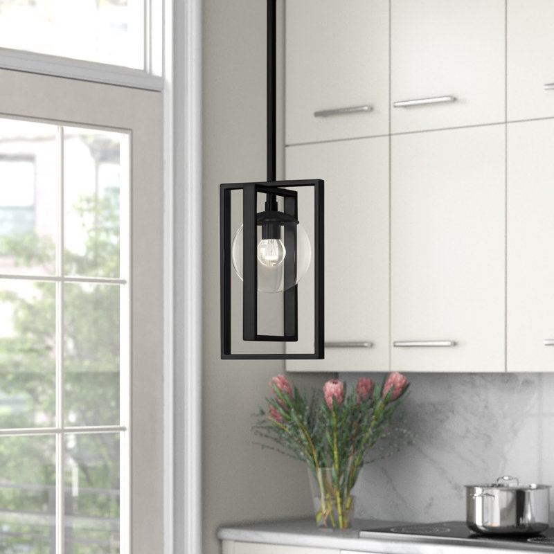 Luminaire suspendu géométrique à 1 lumière Detres, Noir