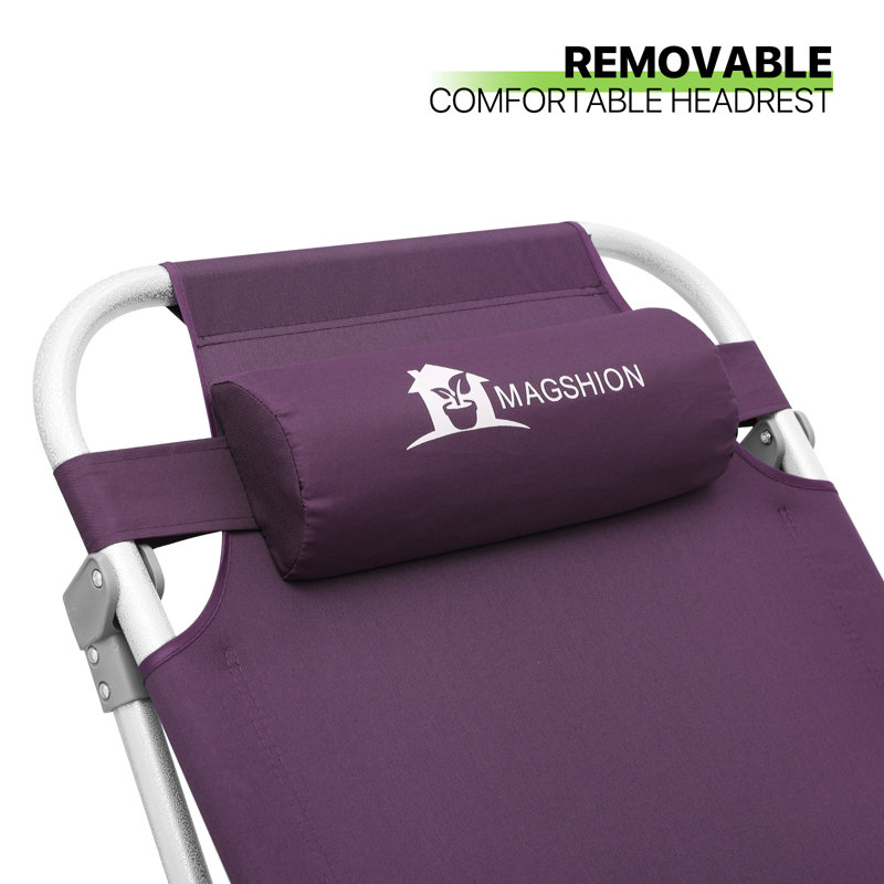 Purple Adjustable Folding Camping Cot with Pillow and Carry Bag