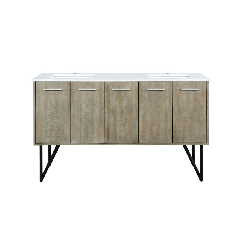 Meuble-lavabo double avec plateau en marbre de culture (sans évier)
