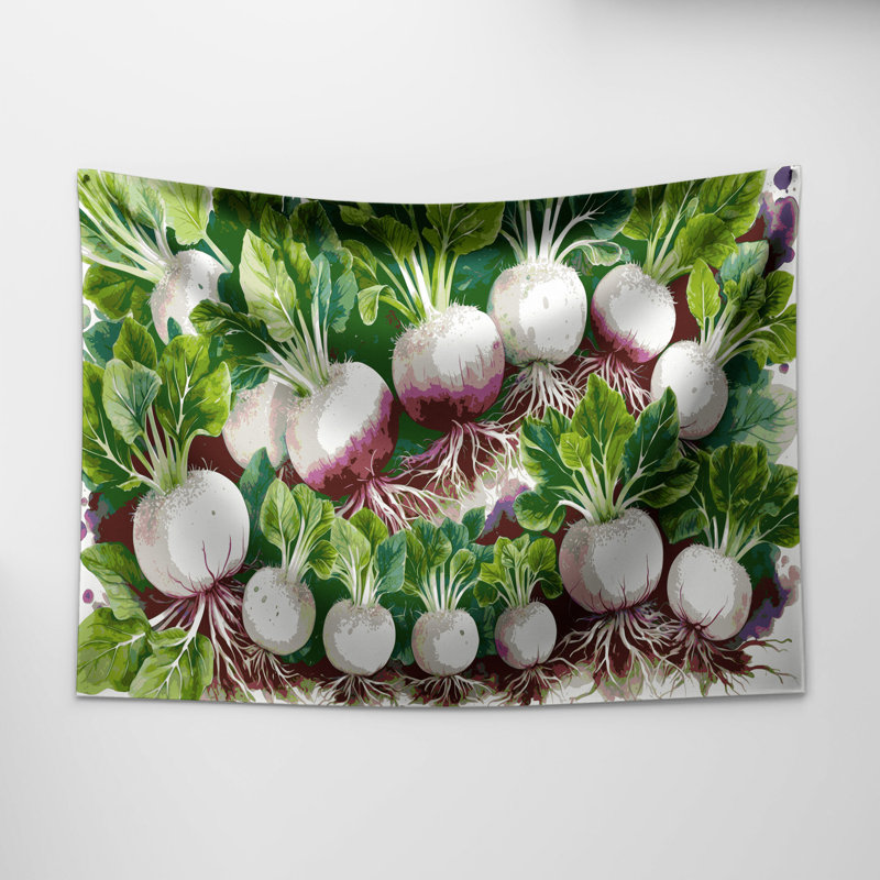 Tapisserie murale légumes radis Daikon, 88 po x 104 po