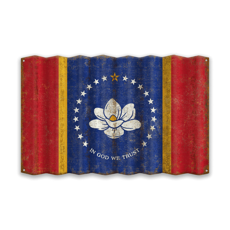 Décoration murale Retro State Pride: drapeau en aluminium vieilli, Alabama