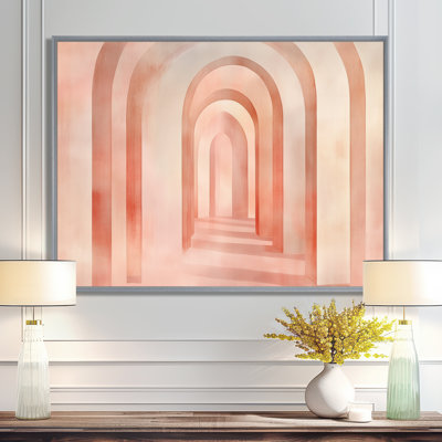 Blush Arch Glow II - Pink Geometric Wall Art