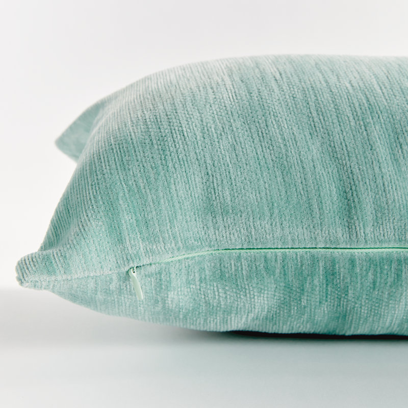 Suri Polyester Indoor/Outdoor Pillow Cover & Insert, 12"H x 22"W, Seafoam/White, Rectangular