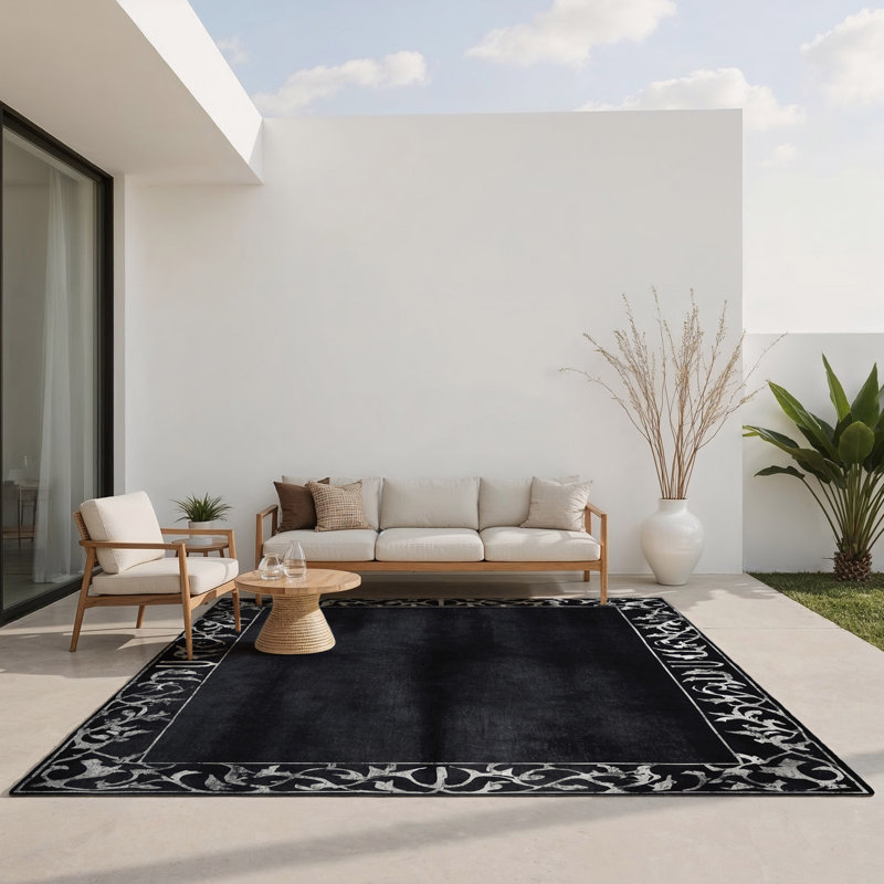 Tapis intérieur et extérieur Obsidian Whorl, Rectangulaire 8 pi x 10 pi