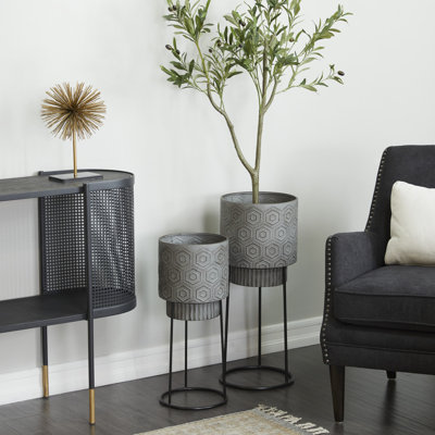 Ensemble de pots à fleurs modernes en métal 2 pièces Makail