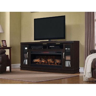 Hutchinson 70-In Infrared Electric Fireplace Entertainment Center in Oak Espresso with 42"" Firebox -  ClassicFlame, 42MM3115-PE91 & 42II042FGT