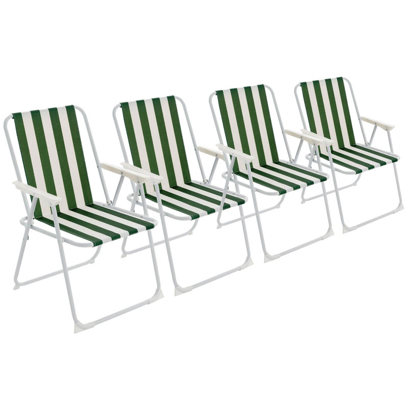 Folding Metal Beach Chairs - Stripe, Green
