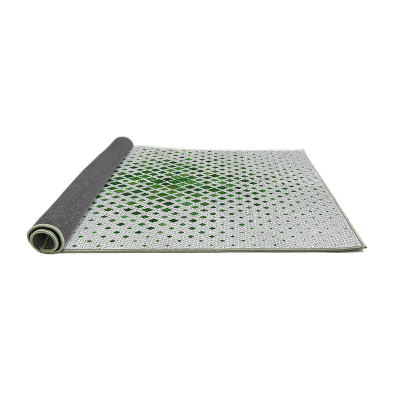 Laine tissé à la machine à motifs géométriques et polyester gris/vert Tapis décoratif, Rond 8 pi x 8 pi