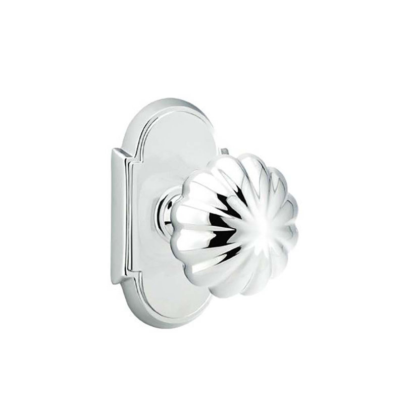 Ensemble de faux boutons Emtek avec bouton rosette et melon n ° 8, Chrome poli