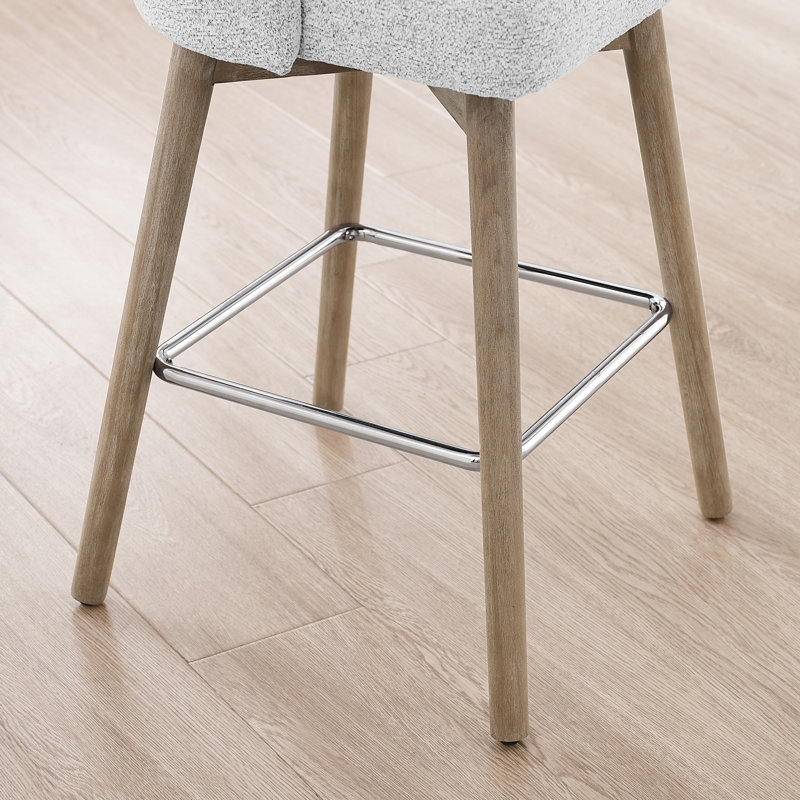 Tabouret de comptoir pivotant de 25,6 po Hiott, Blanc, gris / brun