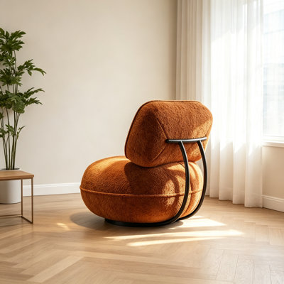 Fauteuil d'appoint simple en chenille orange