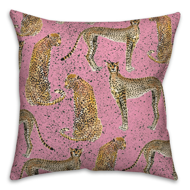 Animal Print Outdoor Reversible Throw Pillow, Pink, 18" H x 18" W