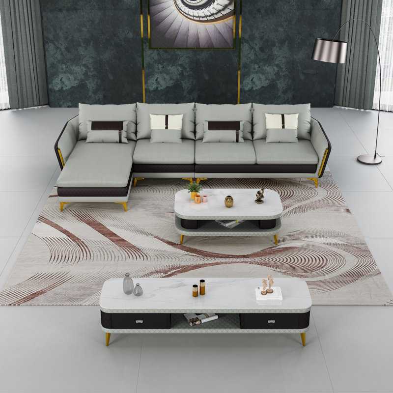 Leather Sectional, Left Hand Facing