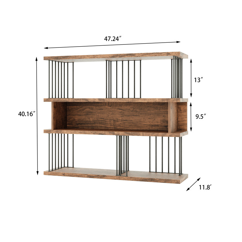 Industrial 47.24'' X 40.16'' 4-tier Open Storage Bookcase With Metal Frame
