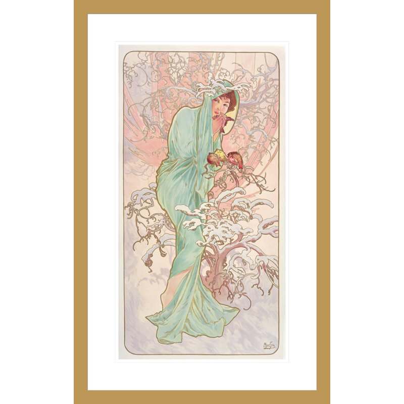 «The Seasons: Winter (1896)» par Alphonse Mucha, impression giclée encadrée, H 29,5 po x l 18,72 po