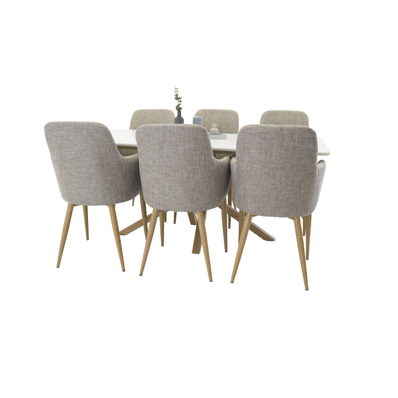 Chelsey 6 - Person Dining Set, White, Light Grey/Oak