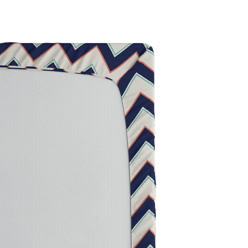 Drap-housse Zig Zag, Drap-housse de taille simple, Chevron bleu