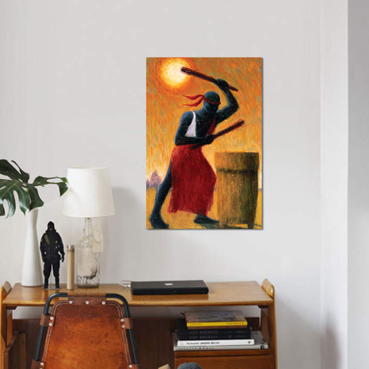 «The Drummer» par Tilly Willis - Estampe numérique sur toile tendue avec châssis, H 26 po x l 18 po x P 1,5 po, Toile tendue