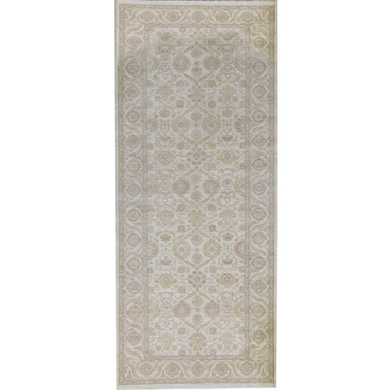 Tapis crème et brun noué à la main de haute qualité