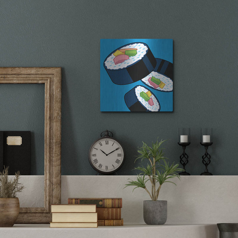 Rouleaux de sushi sur bleu par Ron Magnes, H 12 po x l 12 po