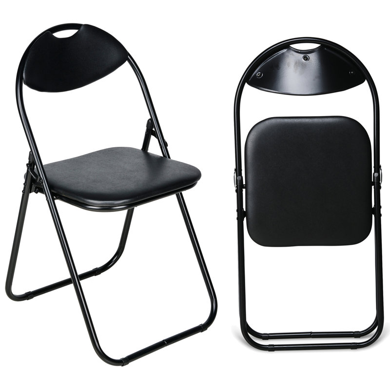 Faux Leather Banquet Folding Chair Folding Chair, Black