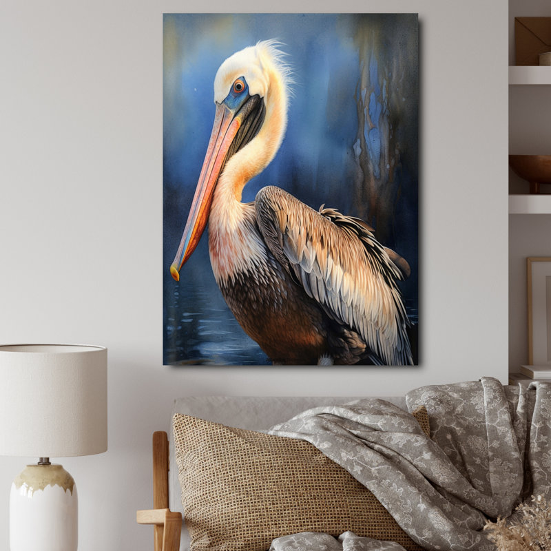 Majestic Pelican II - art mural sur toile Pelican, H 20 po x l 12 po x P 1 po, Toile tendue