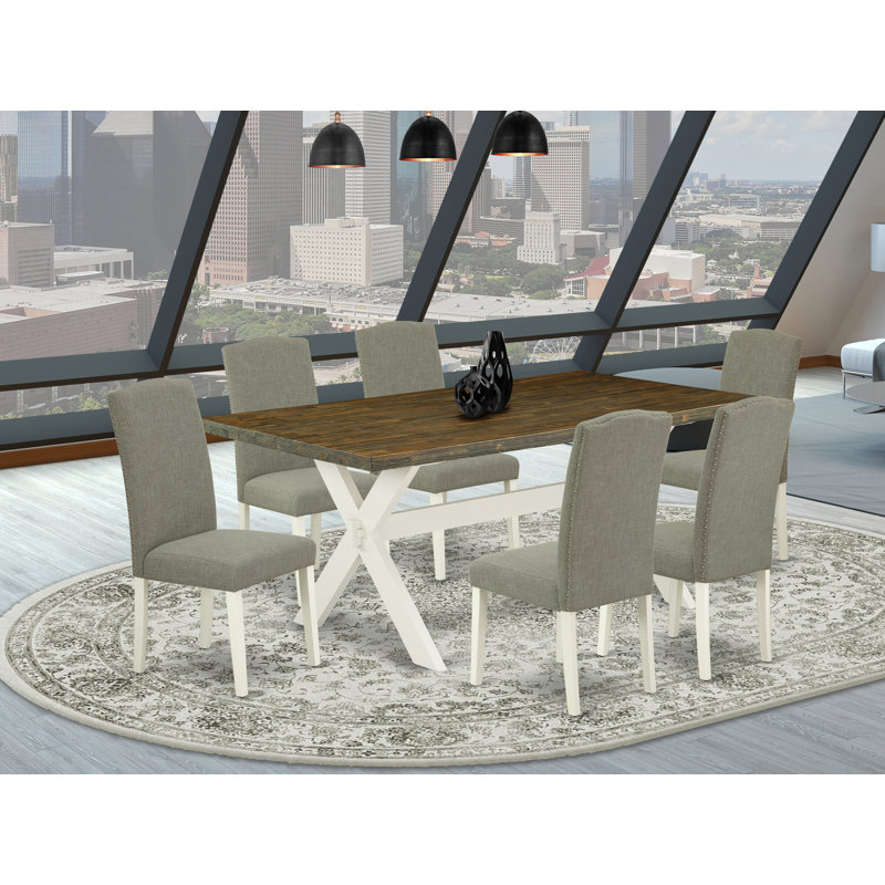 Ensemble de table de salle à manger 7 pièces 7 pièces Modernes, Jacobean patiné, H 30 po x L 72 po x l 40 po