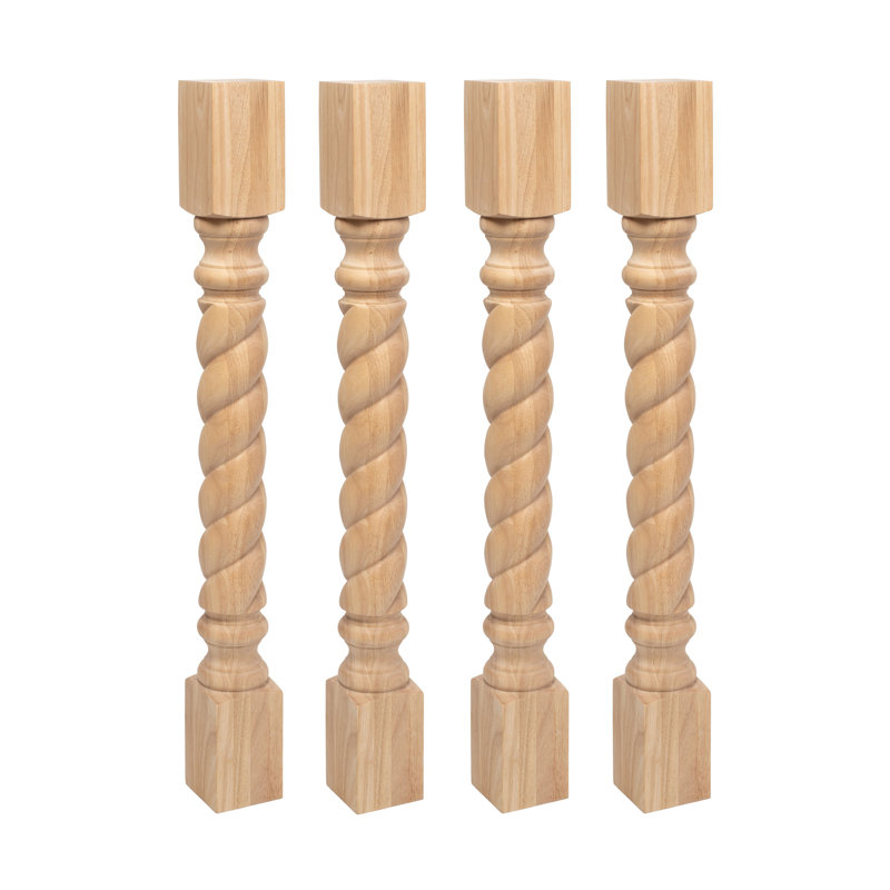 Unfinished Solid Hardwood Rope Kitchen Island Legs Set of 4
