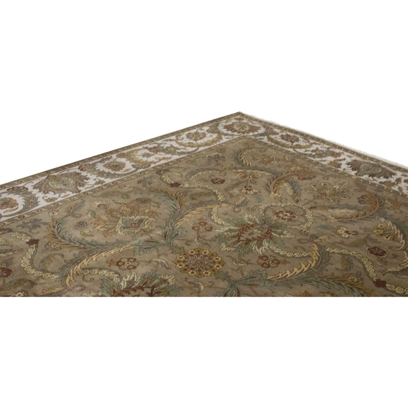 Tapis chameau et ivoire noué à la main de haute qualité