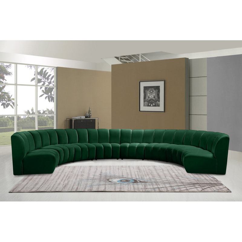 Canapé modulaire en velours Infinity, Velours vert, 8 pièces
