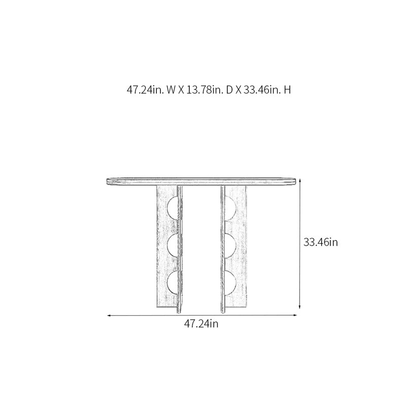 Console Modern Minimalist, Brun, H 33,46 po x l 47,24 po x P 13,78 po