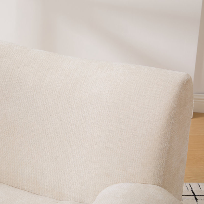 Fauteuil en chenille rembourré avec sièges profonds, Beige