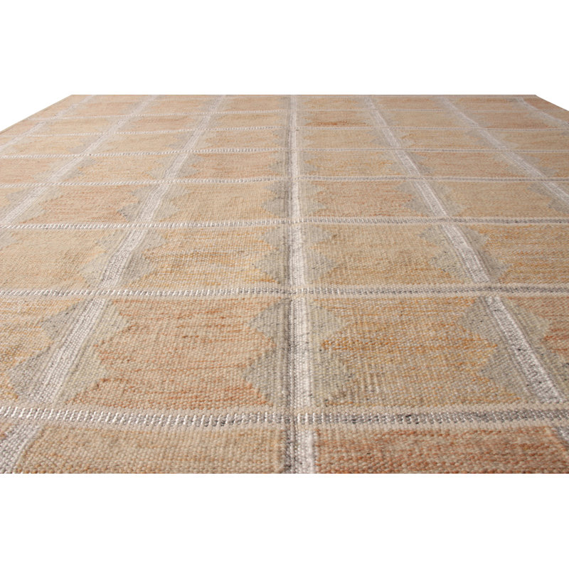 Scandinavian Style Flat-Weave Gray Blue Geometric Pattern By Rug & Kilim, Rectangle 8' x 10'