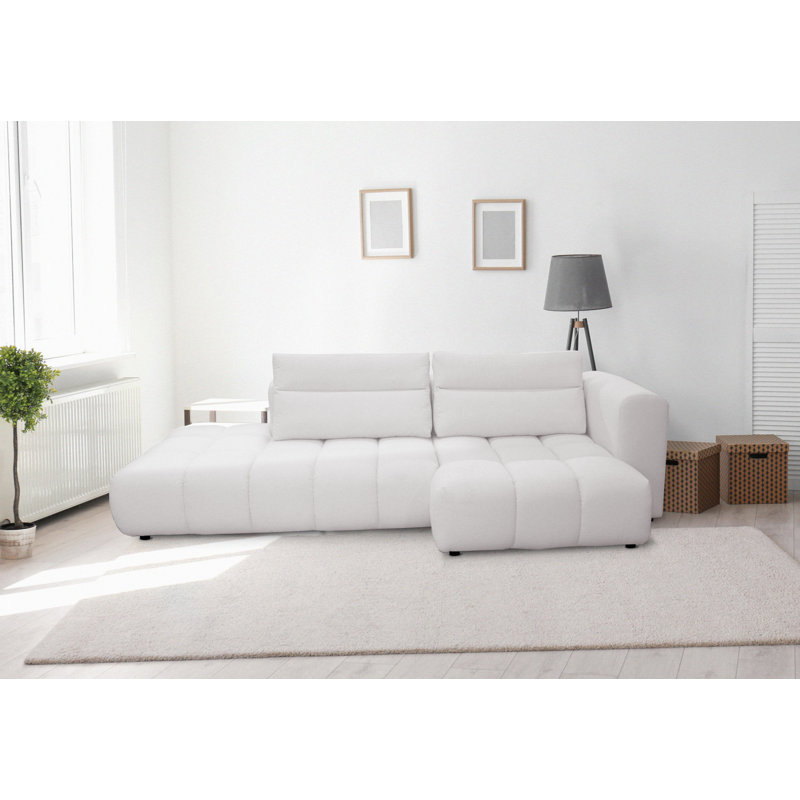 4 Seater Sofa & Chaise, Right Hand Facing, White