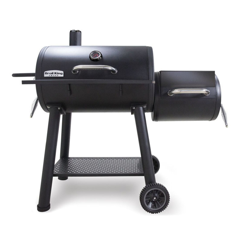 Broil King Regal Charcoal Offset 500 Charcoal Grill and Offset Smoker in Black