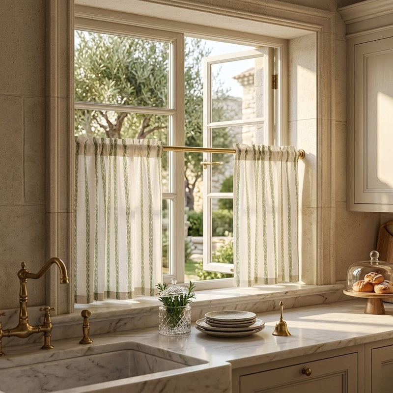 Linen Blend Floral Kitchen Curtain Kitchen Pelmet