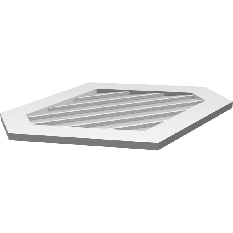 Vertical Peaked Surface Mount Signature Urethane Non-Functional Gable Vent 7/12 Pitch Primed Tan, 1" H x 34" W x 28" L