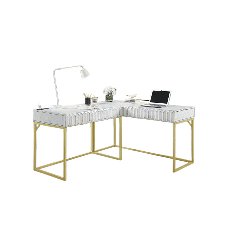 Bureau d'ordinateur Transitional, Blanc antique