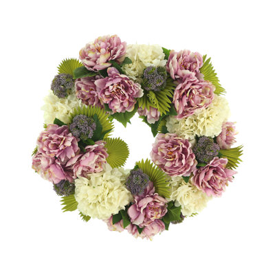 28" Peony, Hydrangea And Sedum Wreath