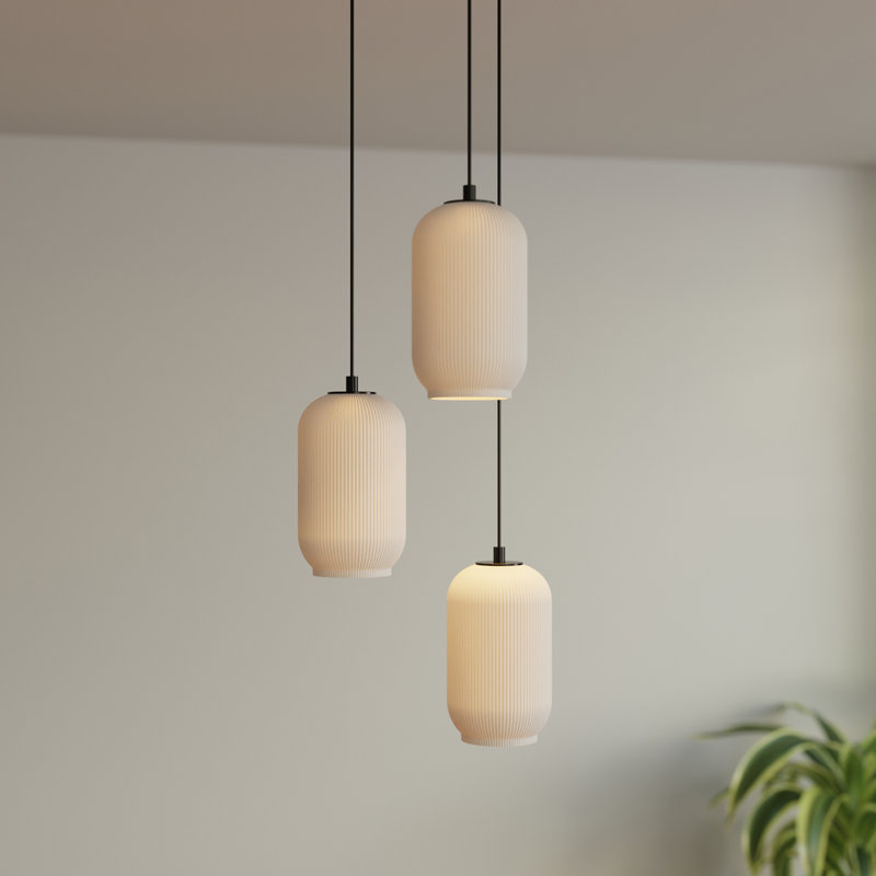 Luminaire suspendu en verre blanc 3 lumières