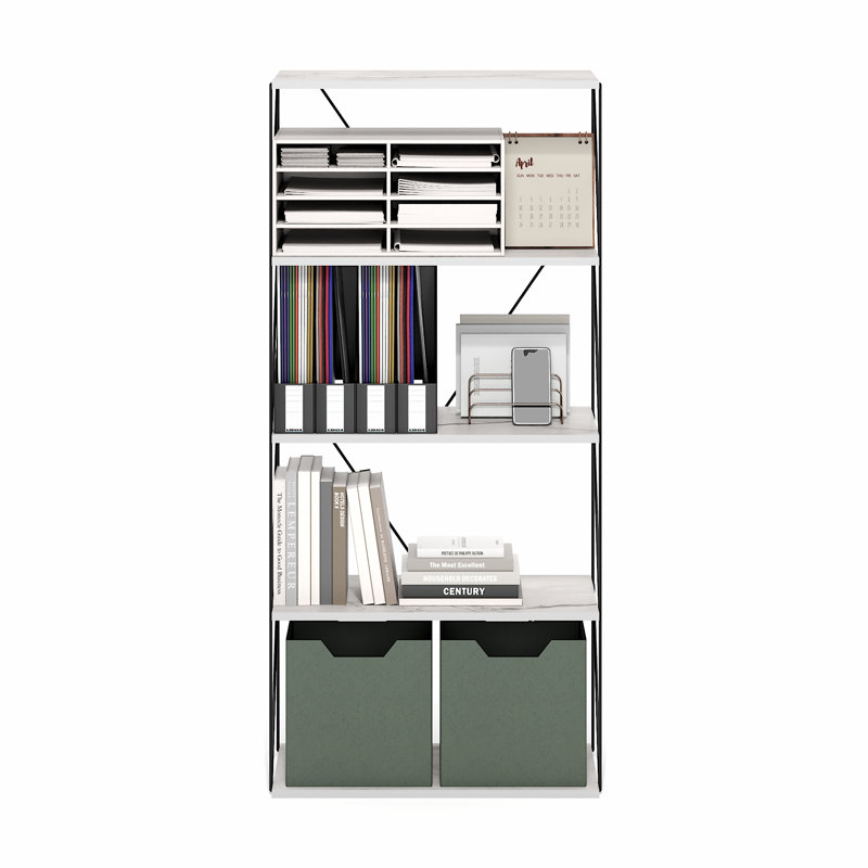 Besi 59.99cm W Metal Shelving Unit, Marble White