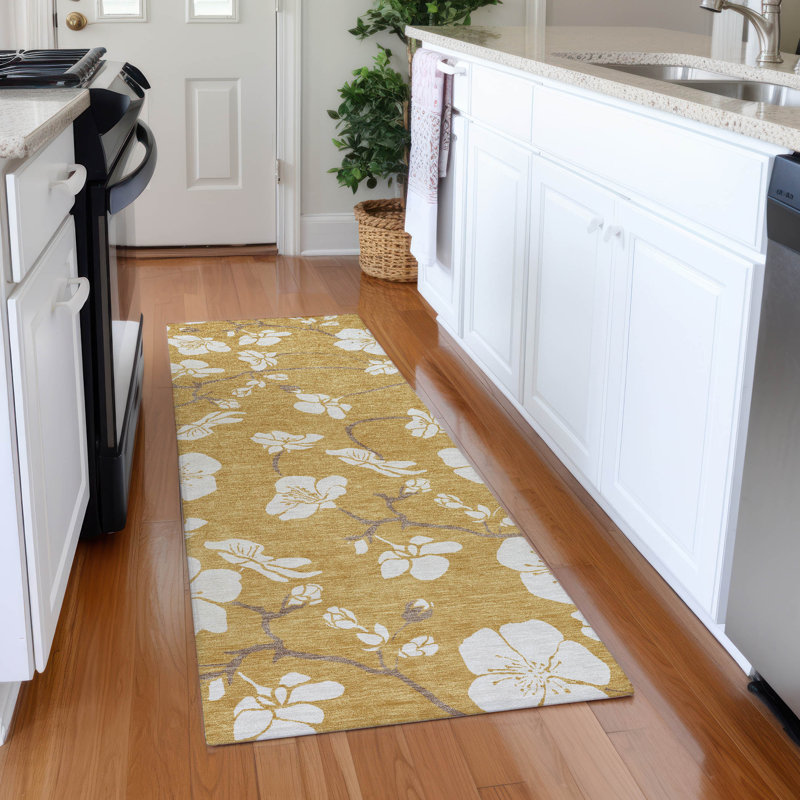 Premium Machine Washable Birchview AMF1032 Floral Rug, Runner 2'3" x 7'6"