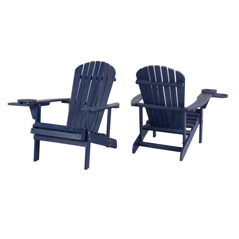 Chaise Adirondack en bois massif Colyn, Bleu foncé