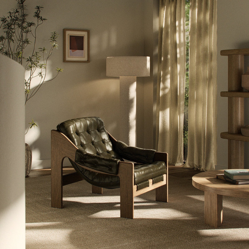 Kensington Armchair, Dulane Moss Genuine Leather, Weathered Sepia